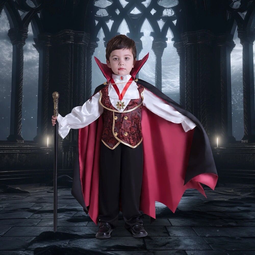 Spooktacular Creations Kids Gothic Vampire Costume size S No Teeth Halloween